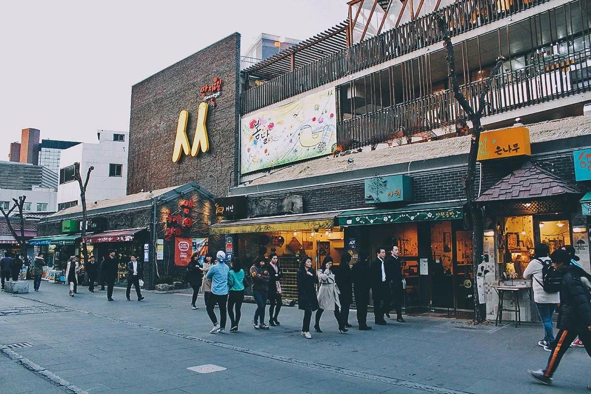 Insadong, Myeongdong, and Hongdae in Seoul, South Korea