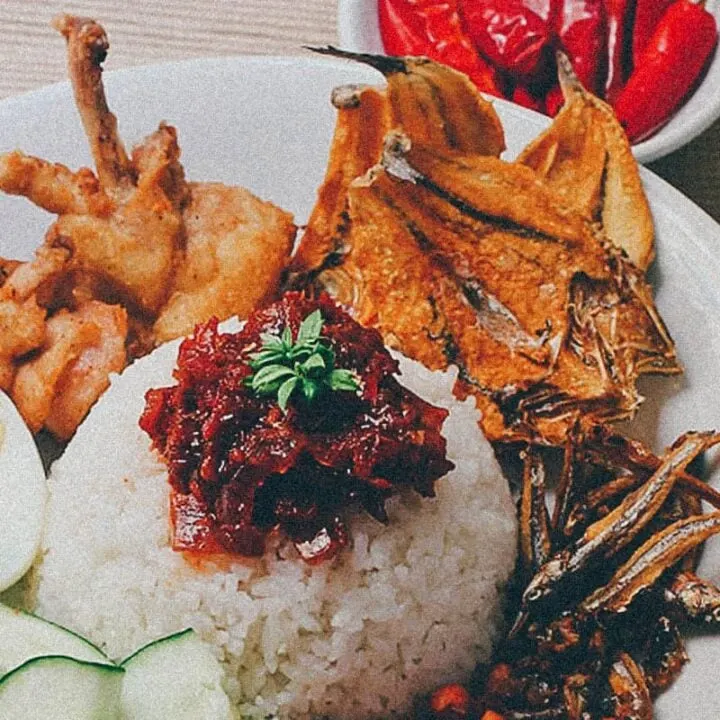 Plate of Malaysian nasi lemak