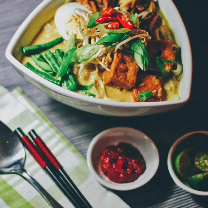 Bowl of curry laksa