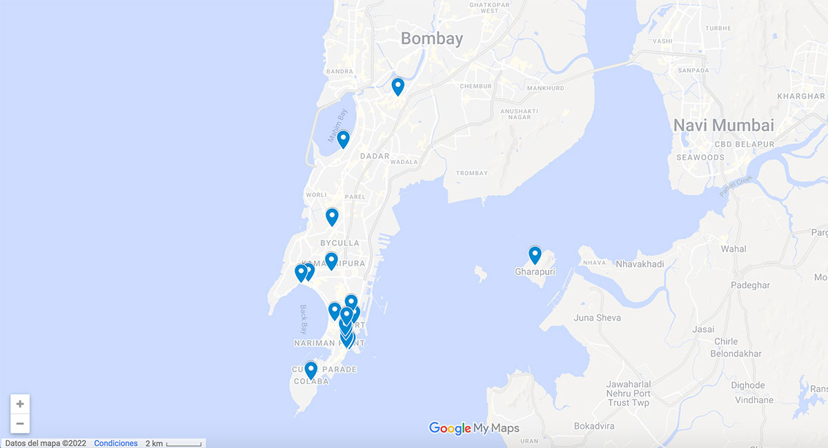 Mumbai map with pins