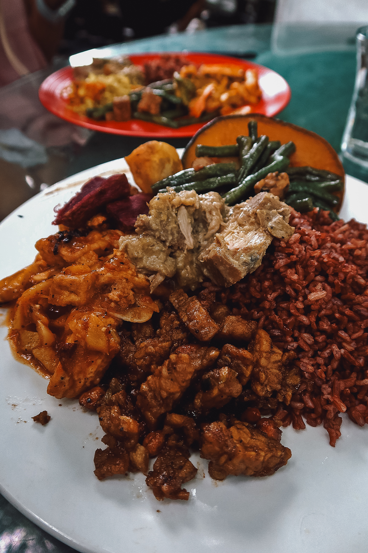 Vegan food at a restaurant in Ubud