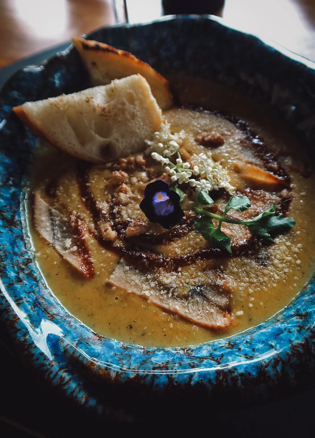 Unagi cheese soup at a restaurant in Ubud