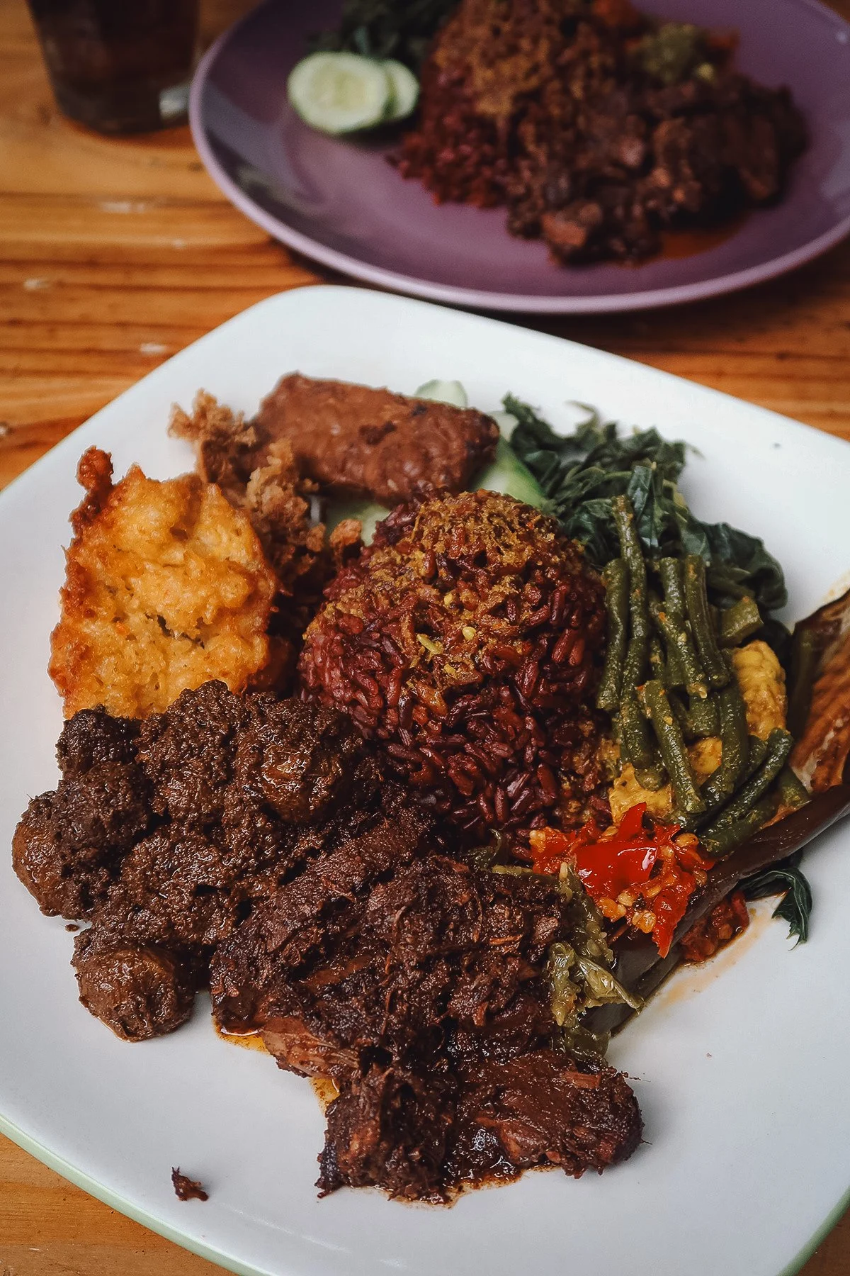 Vegan nasi campur at a restaurant in Ubud