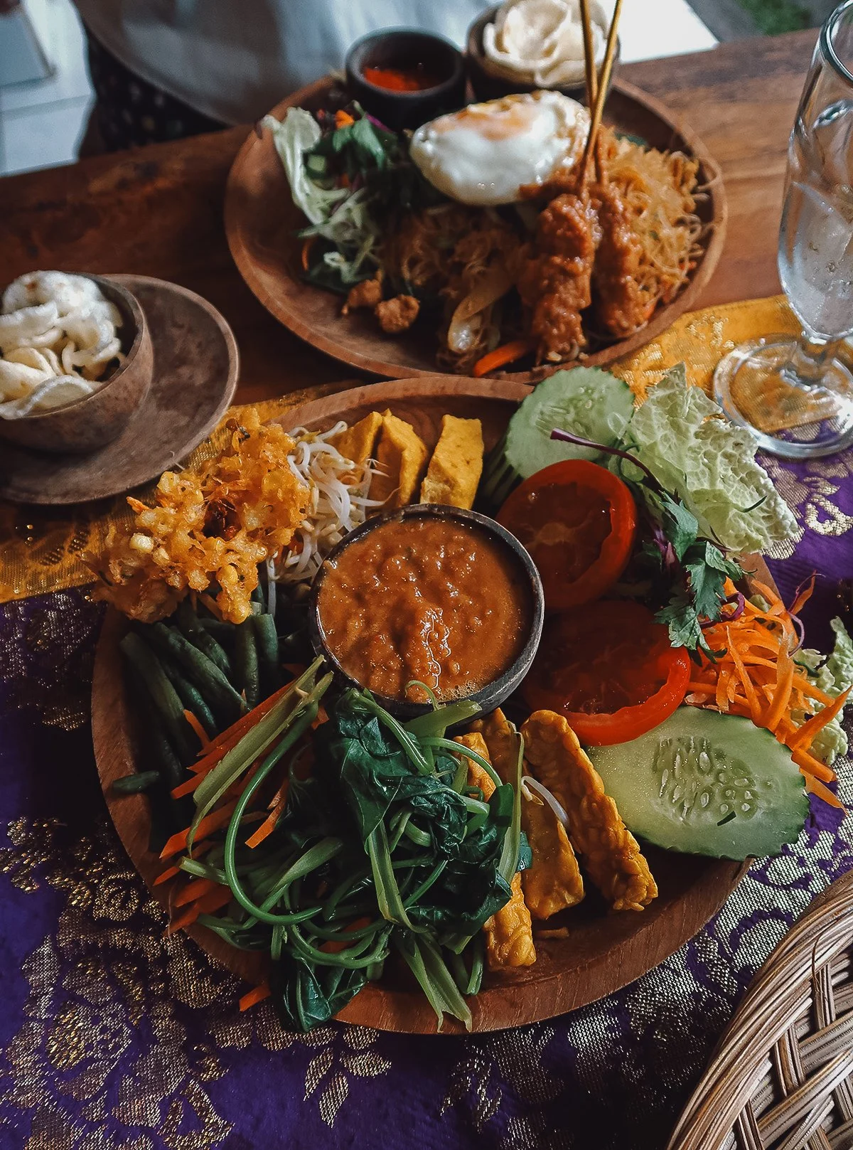 Indonesian dishes at a restaurant in Ubud