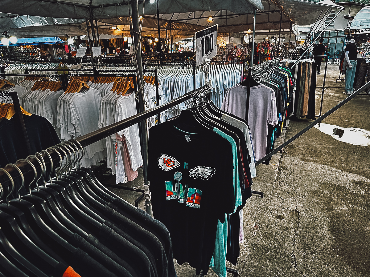 Clothing for sale at Chiang Mai University Night Market