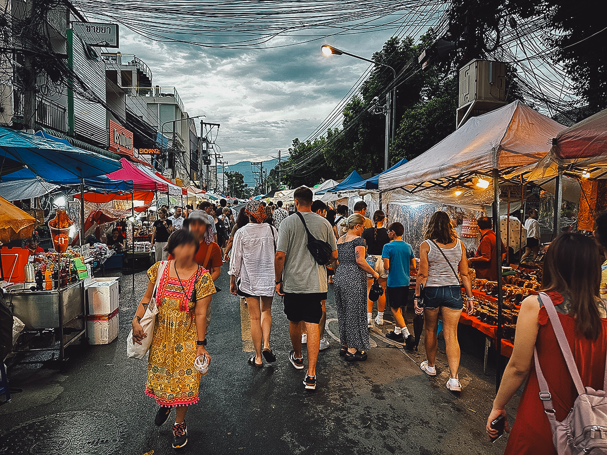 Vendors along Tha Phae Street in Chiang Mai