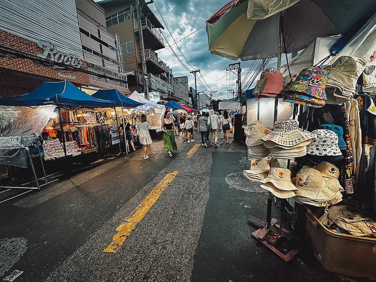 Vendors along Tha Phae Street in Chiang Mai