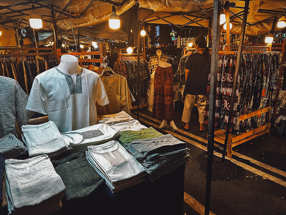 Clothing for sale at Think Park night market in Chiang Mai