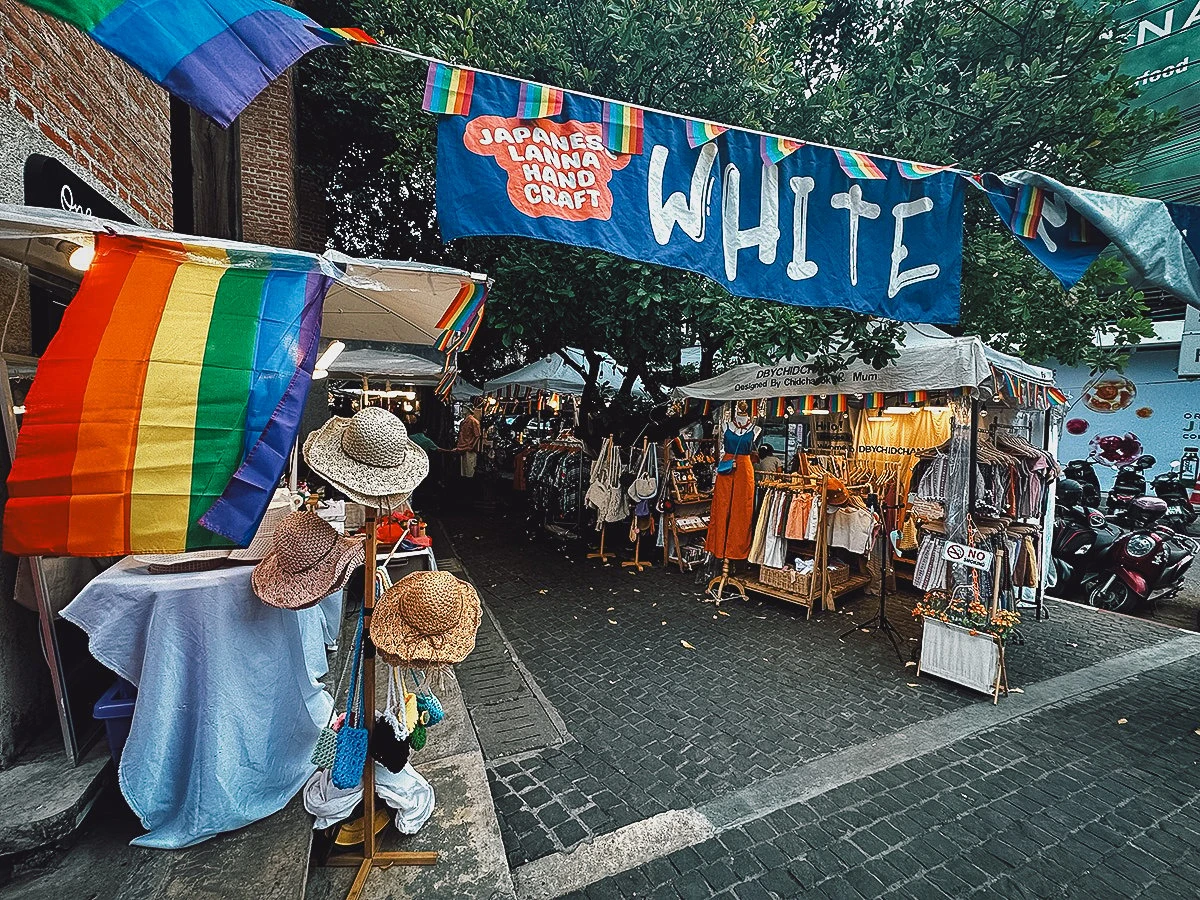 Clothing for sale at White market in Chiang Mai