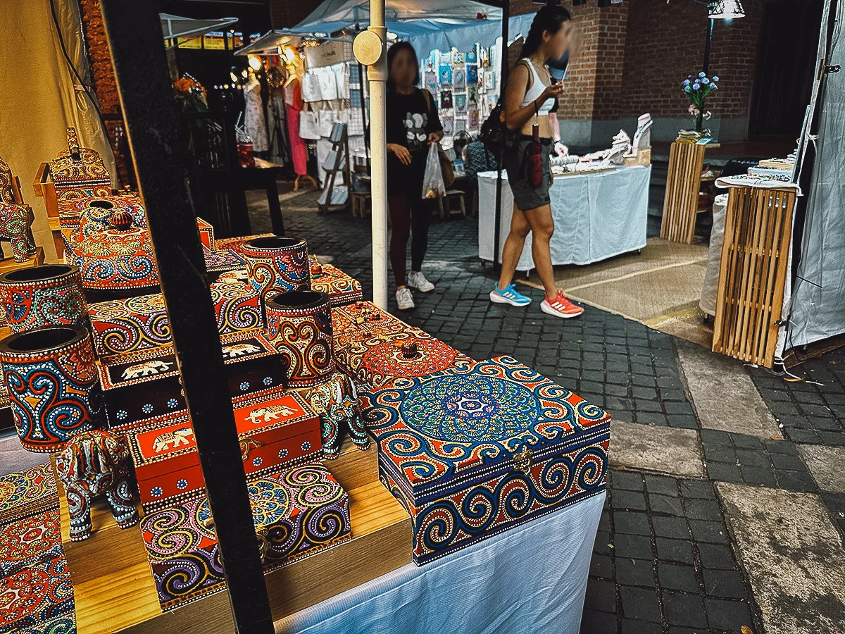 Decorative boxes for sale at White market in Chiang Mai