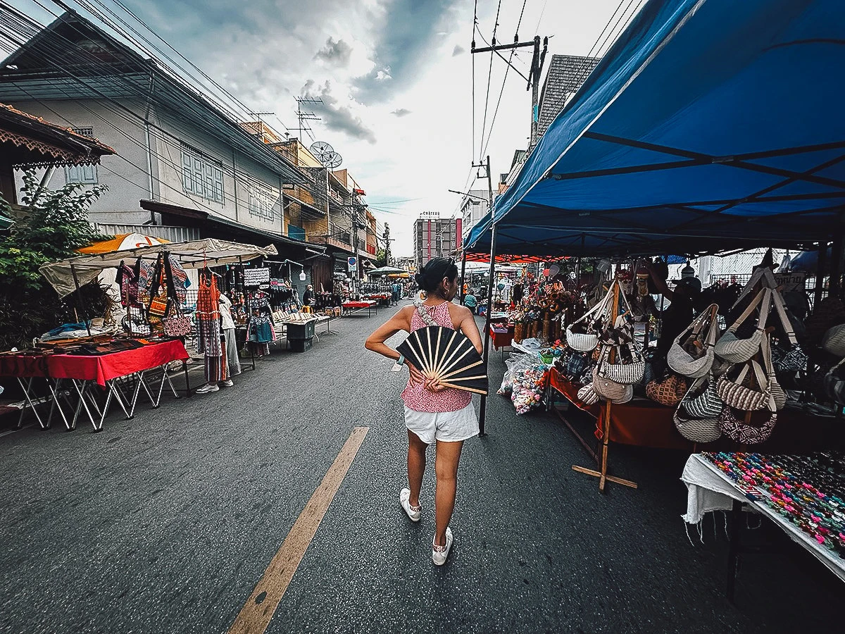 Vendors along Wua Lai Street in Chiang Mai