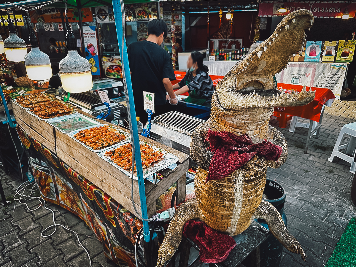 Crocodile meat from a vendor along Wua Lai Sreet in Chiang Mai