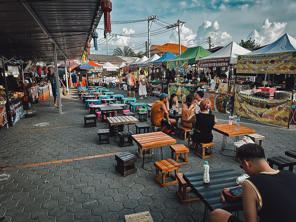 Food stalls off Wua Lai Street in Chiang Mai