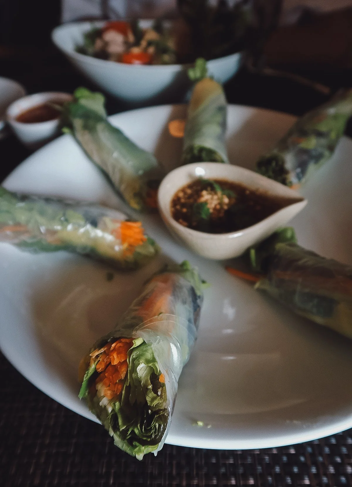 Summer rolls at a restaurant in Chiang Mai, Thailand