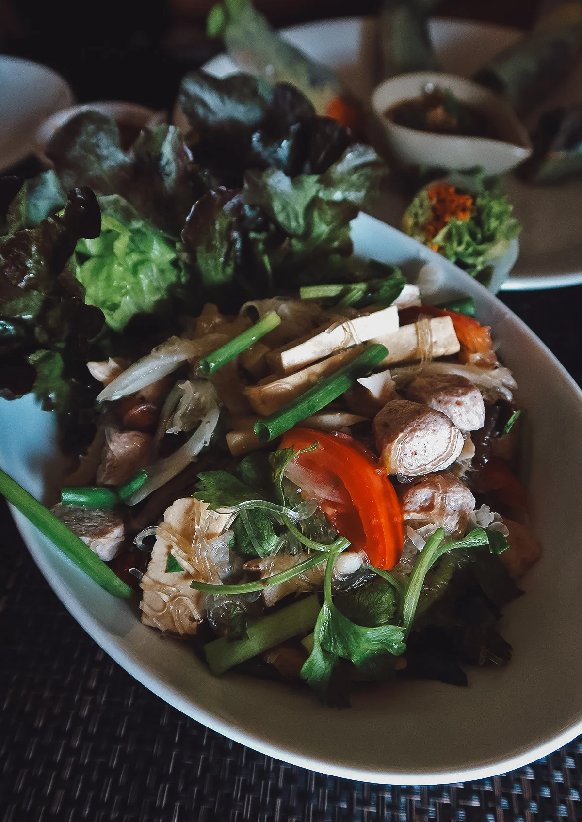 Vegan noodle dish at a restaurant in Chiang Mai, Thailand