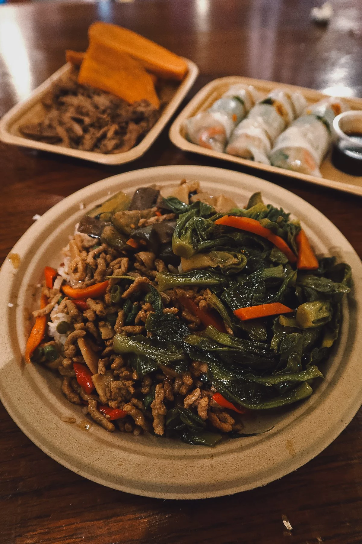 Vegan food at a restaurant in Chiang Mai, Thailand