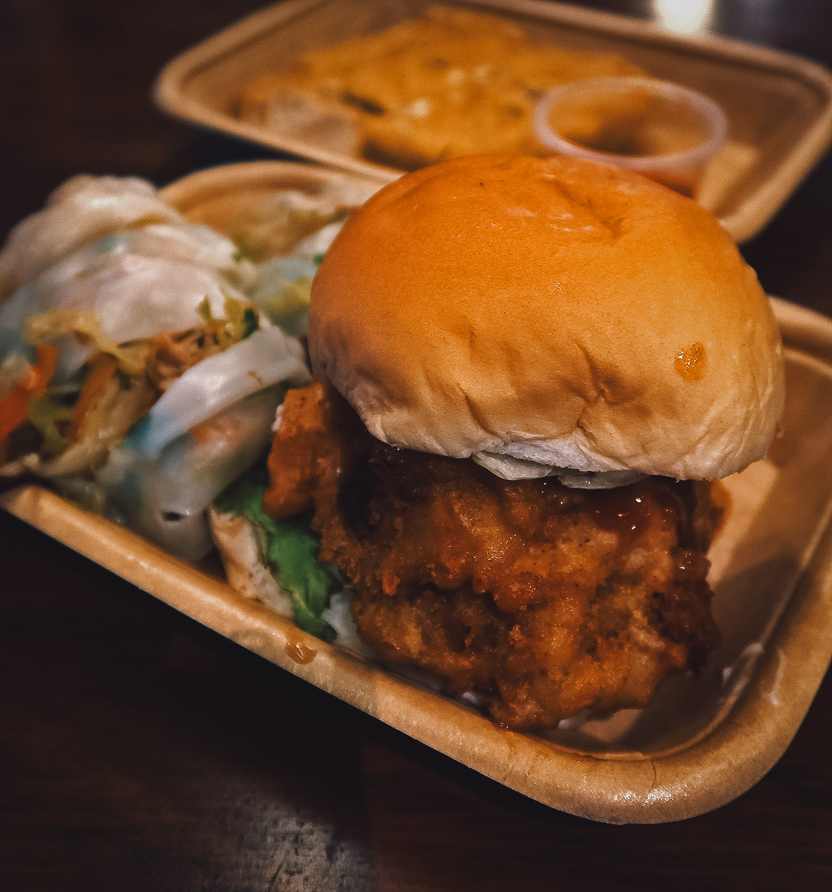 Vegan burger at a restaurant in Chiang Mai, Thailand