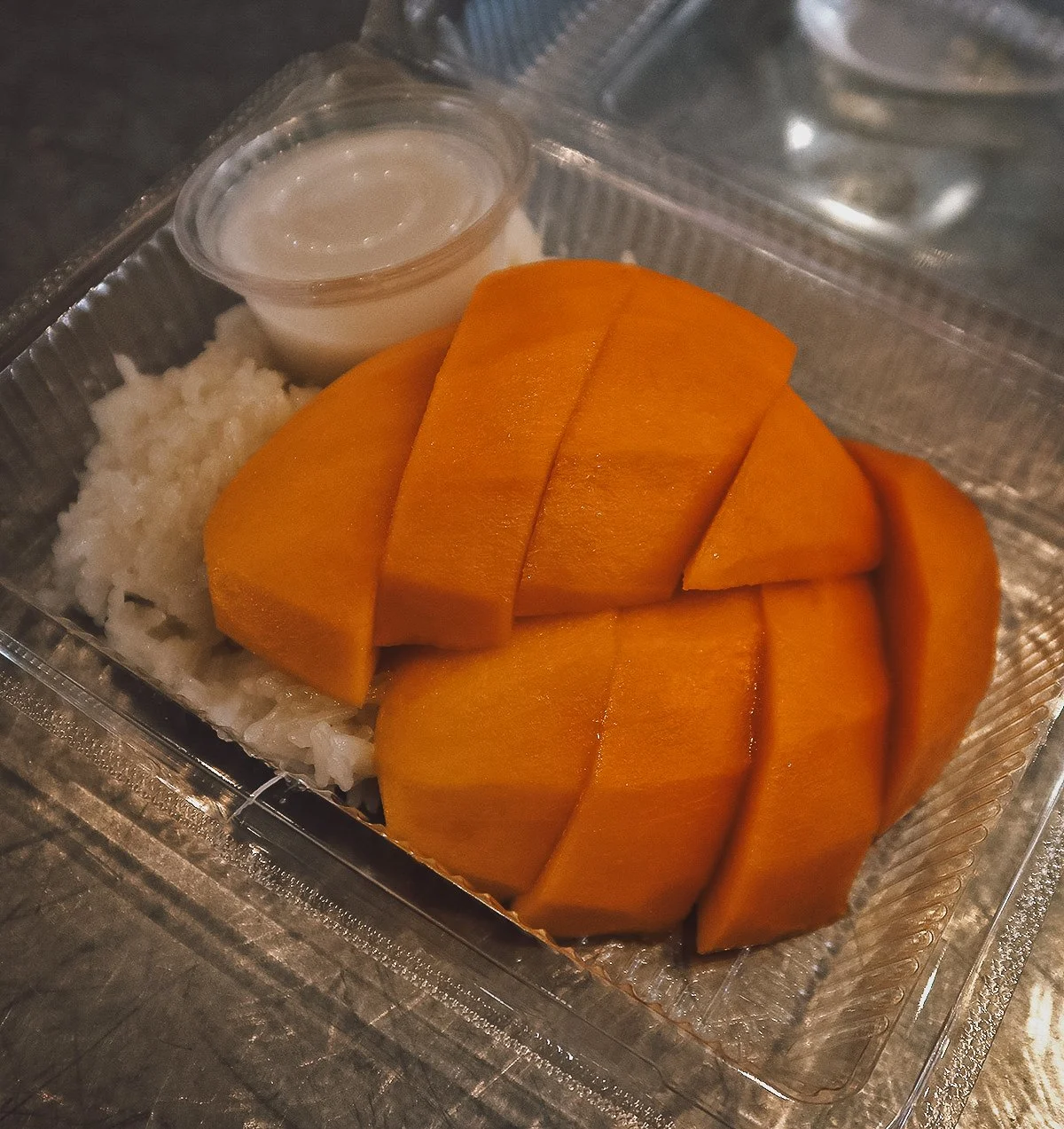 Mango sticky rice at a restaurant in Chiang Mai, Thailand