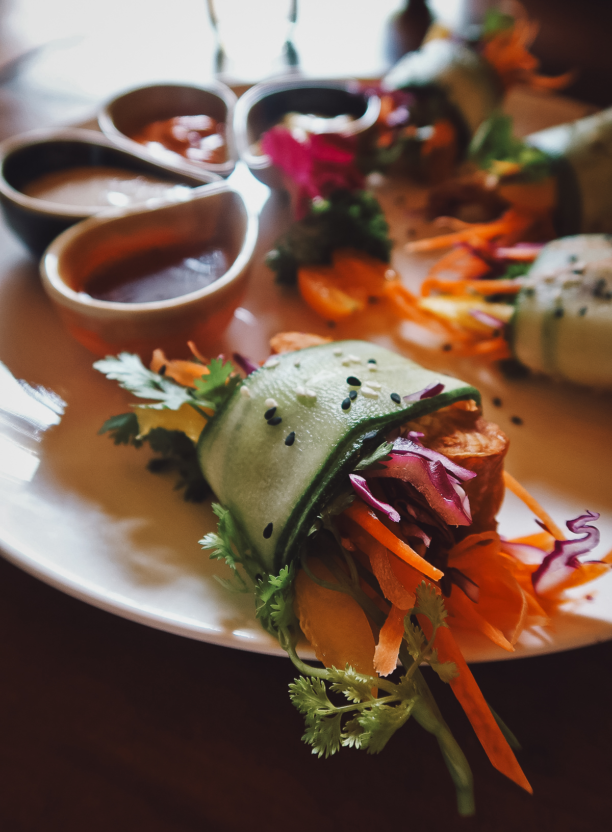 Summer rolls at a restaurant in Chiang Mai, Thailand