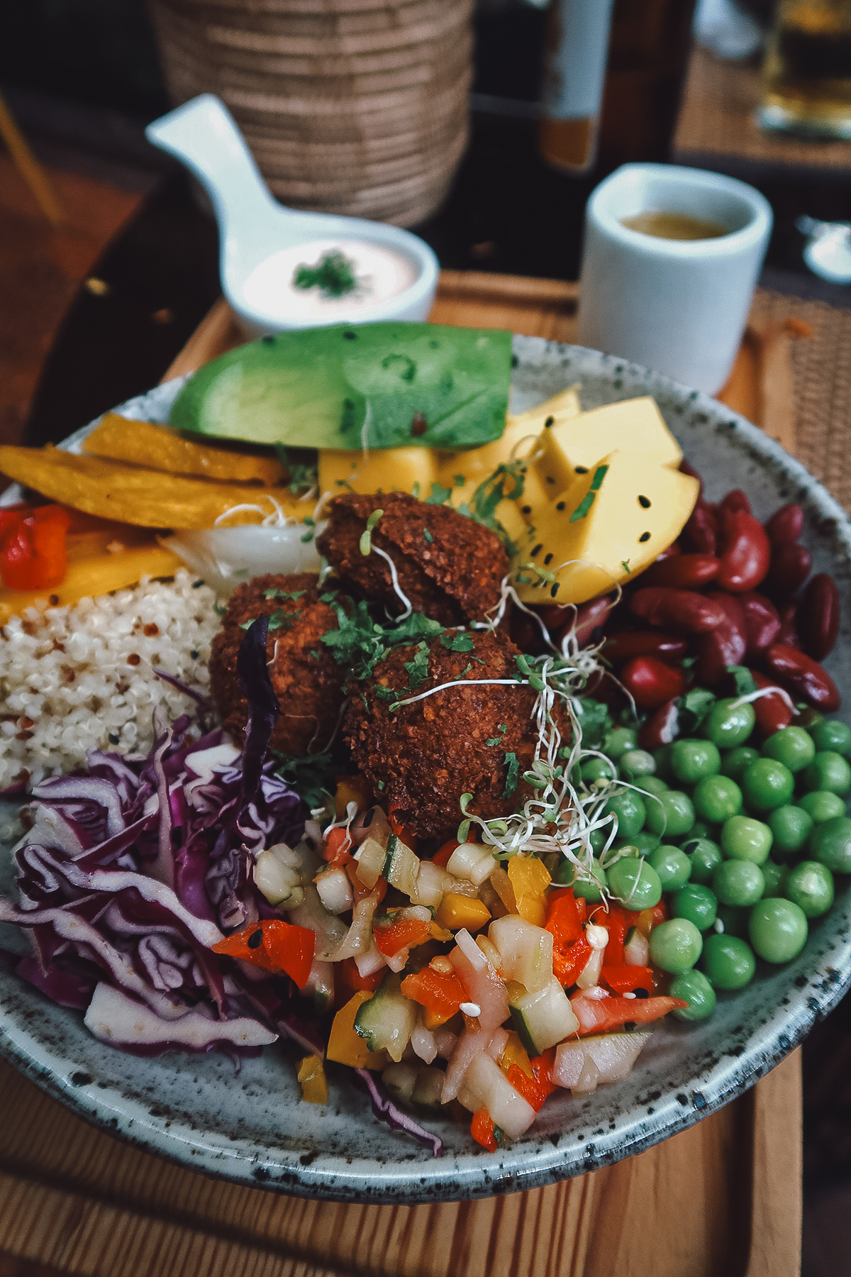 Falafel salad bowl at a restaurant in Chiang Mai, Thailand