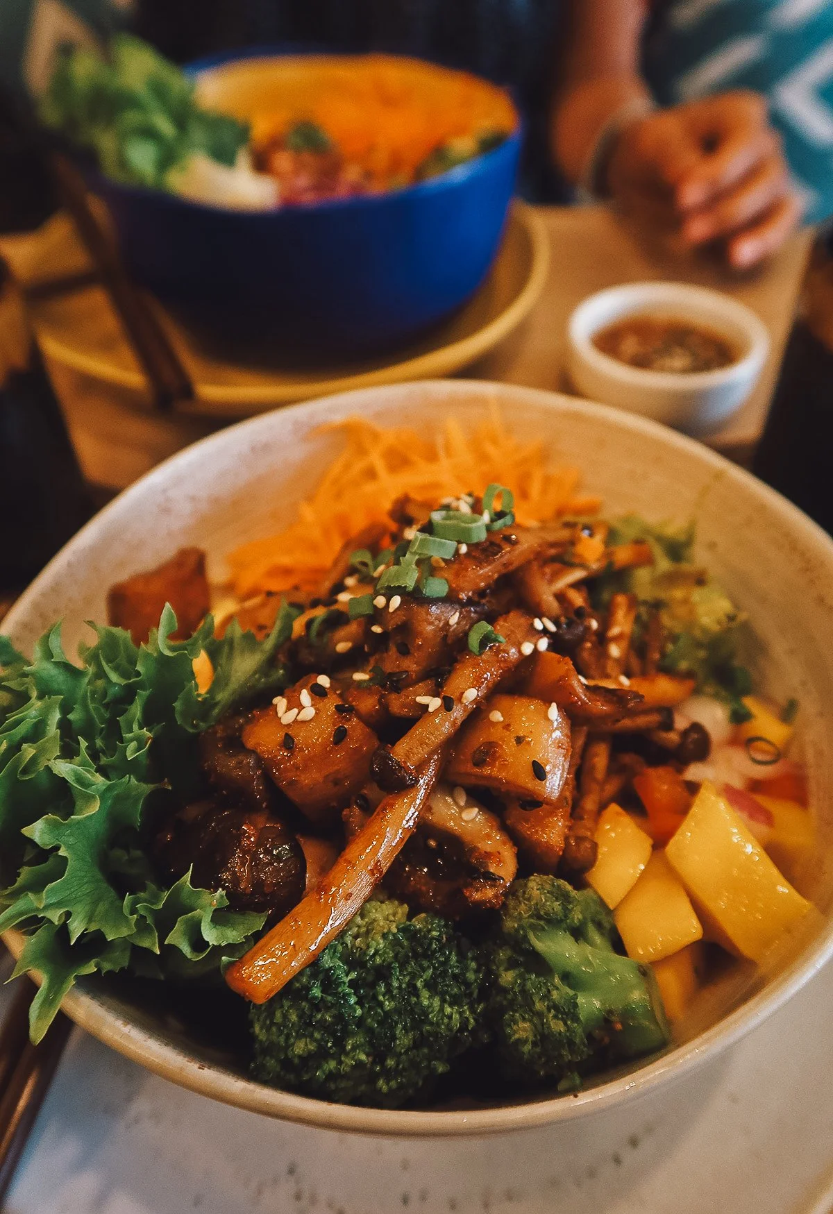 Mushroom salad bowl at a restaurant in Chiang Mai, Thailand