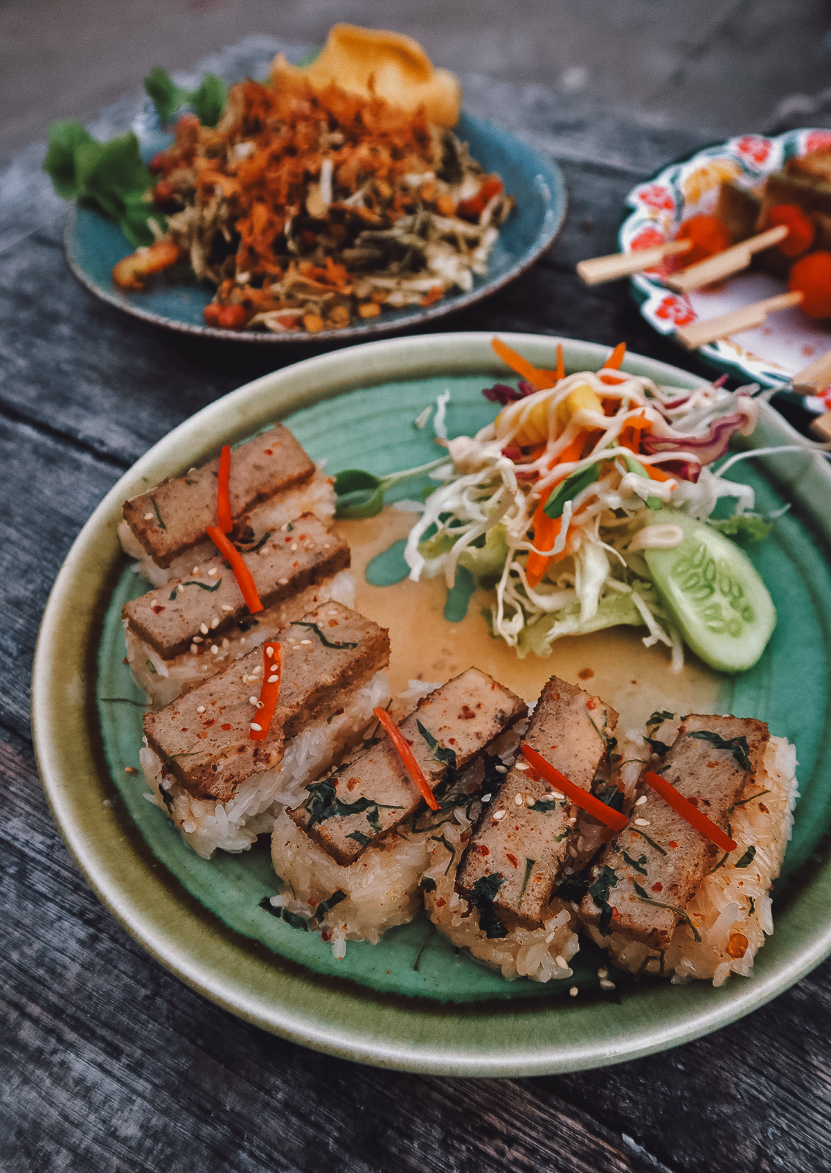 Vegan sushi rolls at a restaurant in Chiang Mai, Thailand