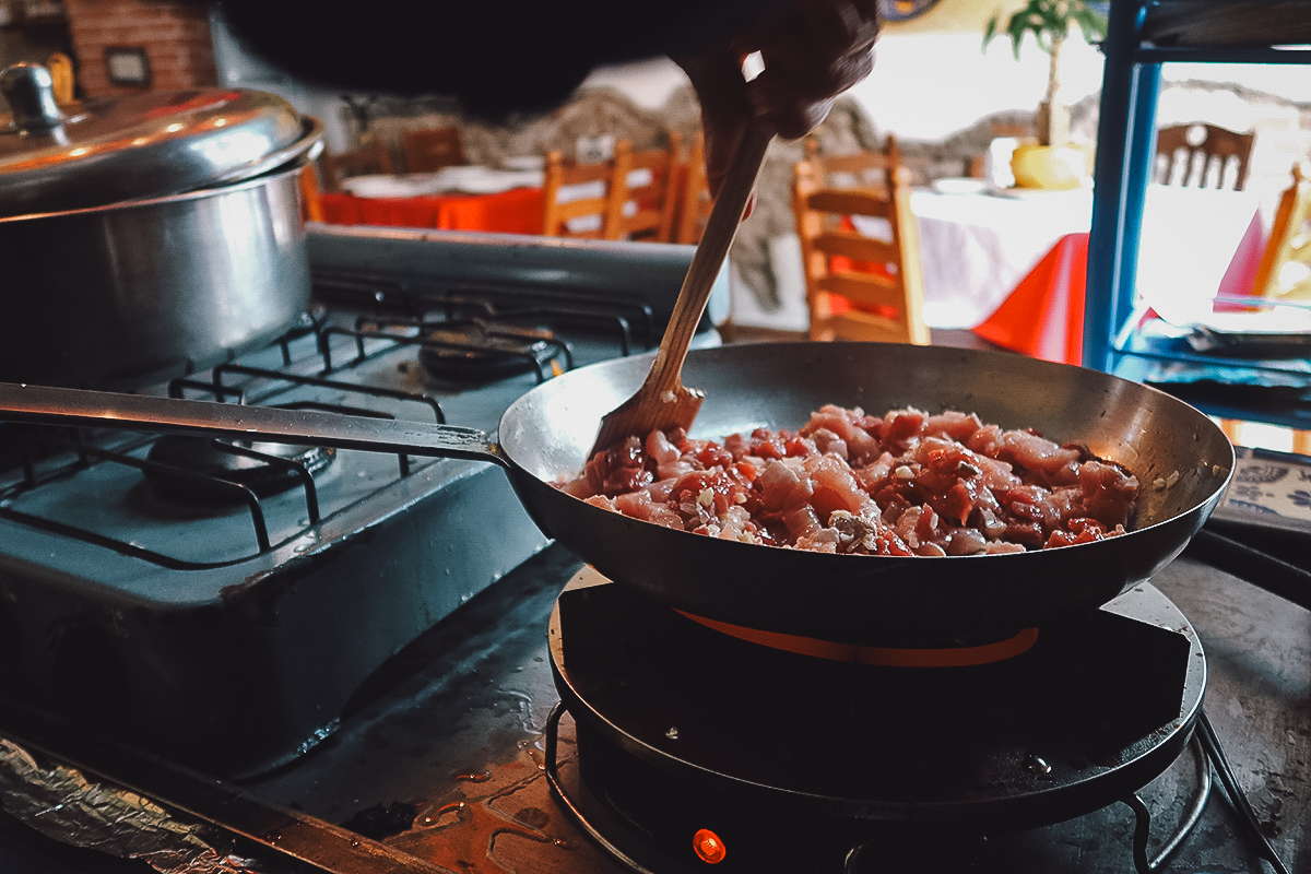 Cooking the meat