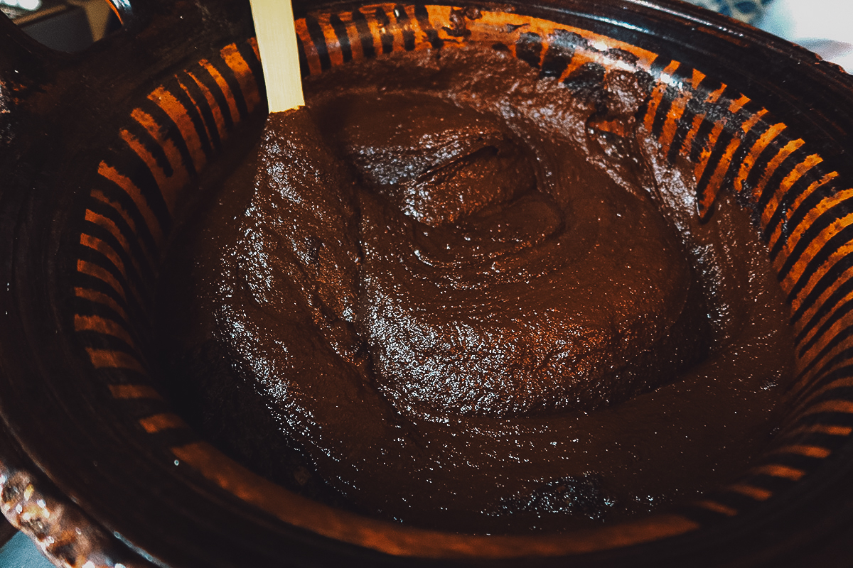 Pot of mole sauce