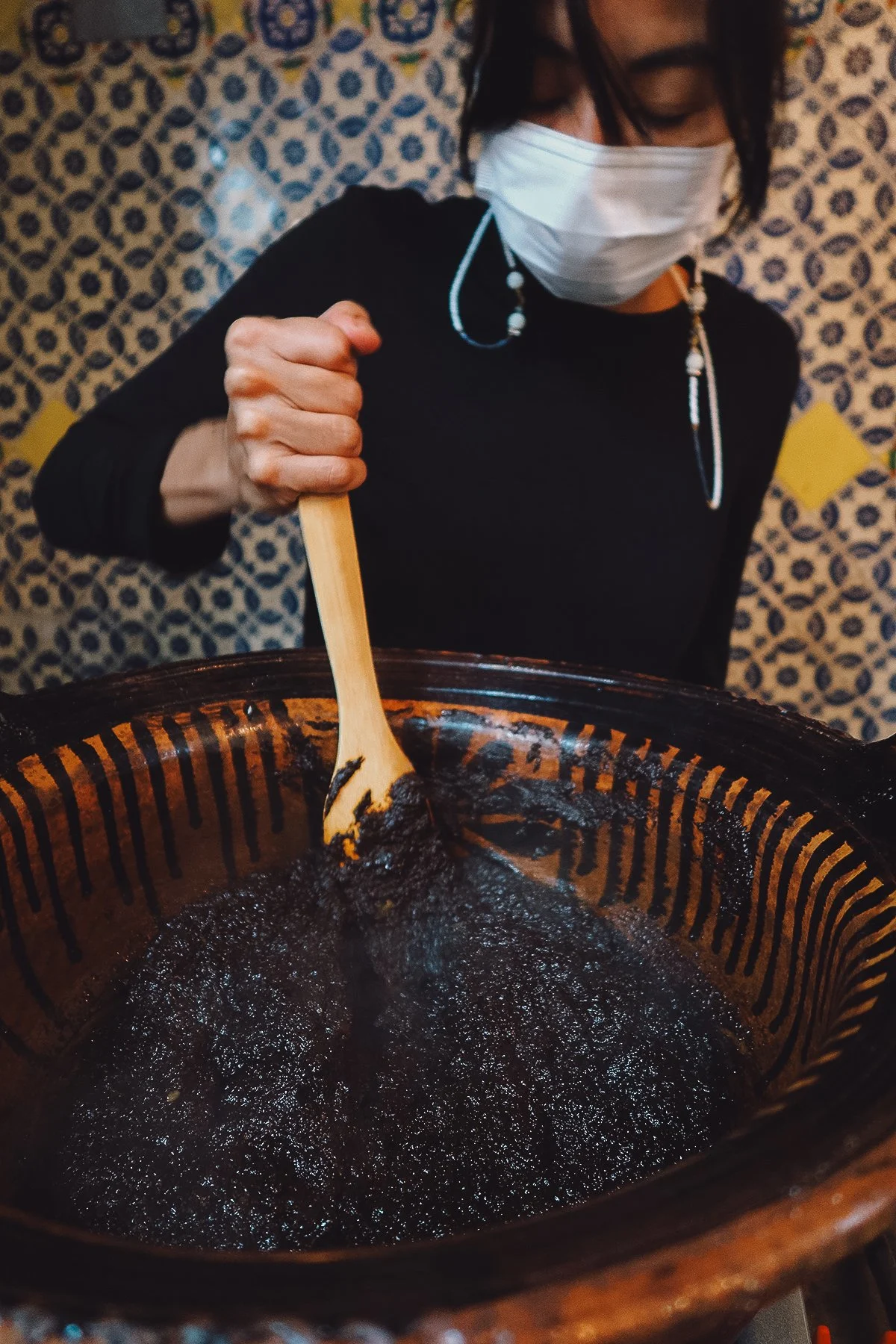 Stirring the mole sauce