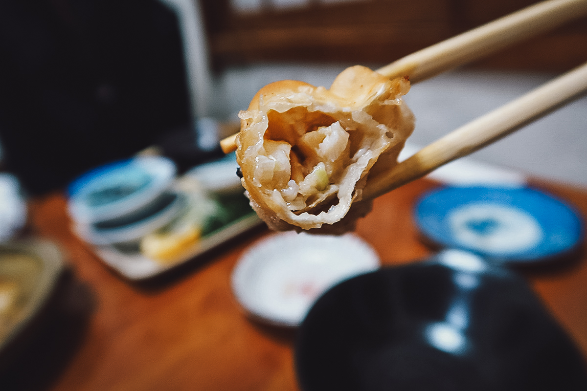 Inside the clam gyoza