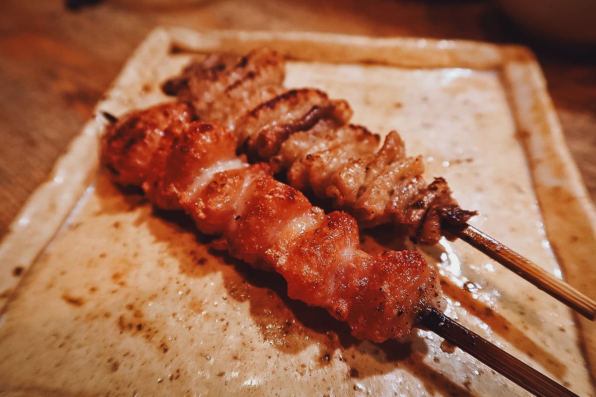 Sticks of yakitori at Masakishi