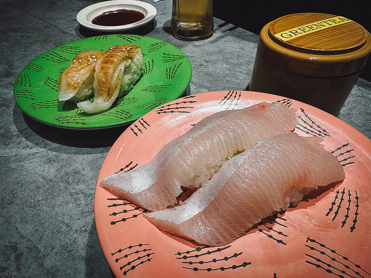 Plates of sushi