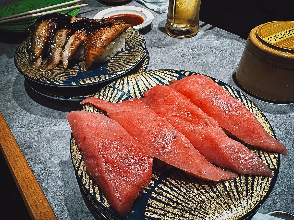 Plates of sushi