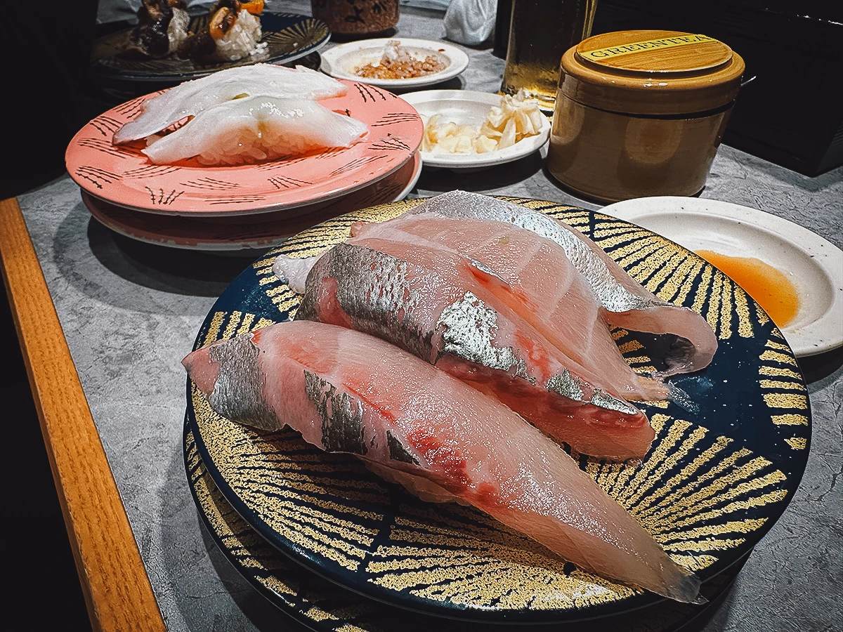 Plates of sushi