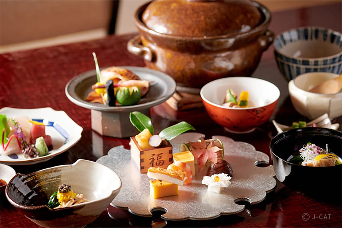 Artfully plated Japanese dishes